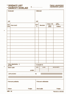 Dodací list A5 - daňový doklad NCR, 100 ls  (174250052)
