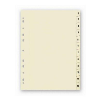 Rozlišovač A4, kartonový 1-12, 12 ls, bílý  (174460097)