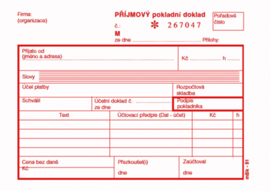 Příjm. pokl. doklad A6 NCR, 2x50 ls s tab.číslovaný  (213110023)